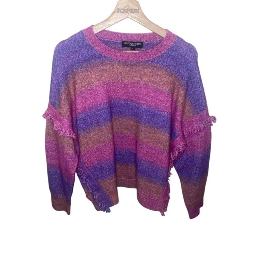 CENTRAL PARK WEST Swift Fringe Sweater Featuring a Multicolor Design